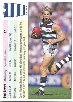 1993 Select AFL #97 Paul Brown Back